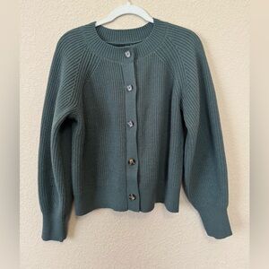 Banana Republic Green Chunky Knit  Button Down Cardigan Sweater, Size L